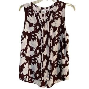41 Hawthorn Women's Size XL Burgundy Floral Print Breyson Pleated Detail Blouse